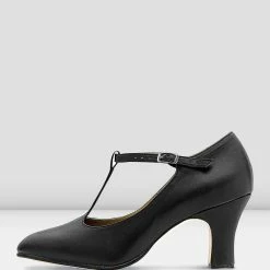 BLOCHSTORE-US Ladies Chord T-Strap 3 Inch Heel Character Shoes