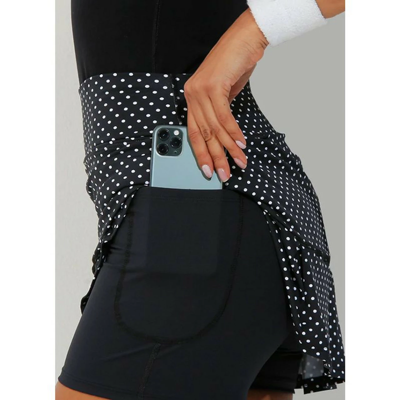 Dona Jo, JoJo Tennis Skirt, Black Polka Dot (Long Skirt) 2 Dona Jo, JoJo Tennis Skirt, Black Polka Dot (Long Skirt) - Image 2